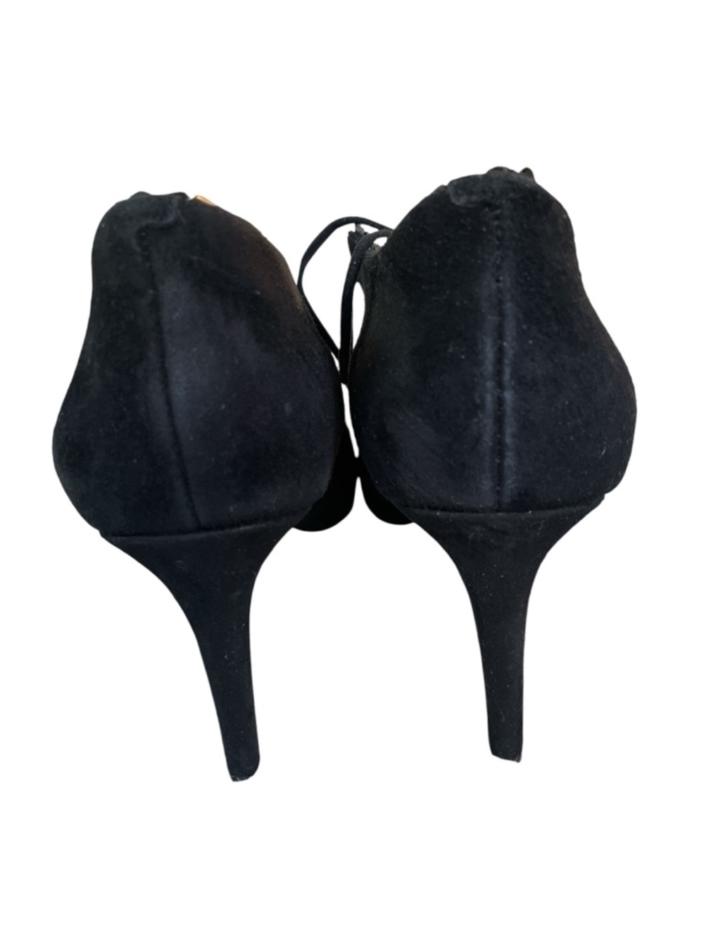 Nine West Hypatia Black Suede Scalloped Lace-Up Mary Jane Heels - Size 8 - Picture 3 of 6